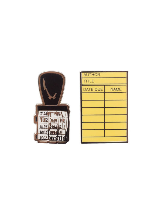 LIBRARY CARD AND STAMP: Enamel Pin Set