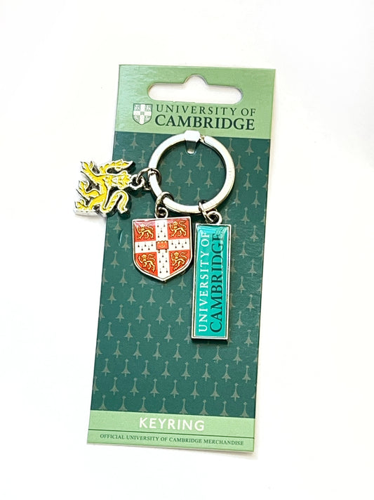 Cambridge University Lion, Shield, Bar Charm & Metal Keyring