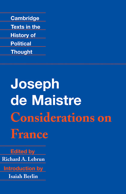 Maistre: Considerations on France