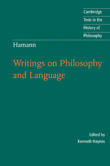 Hamann: Writings on Philosophy and Language